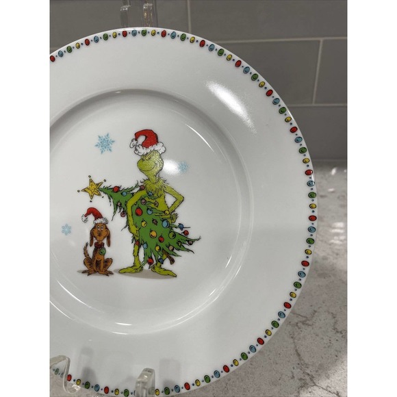 Set of 3 SALAD DESSERT APPETIZER PLATE Grinch & Max Stole Christmas Tree 8” - Picture 3 of 6